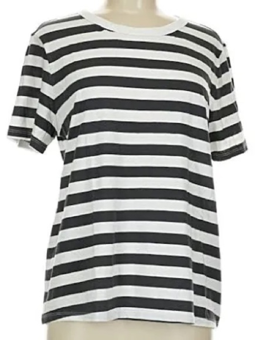 Old Navy Black and White Striped Crewneck Tee